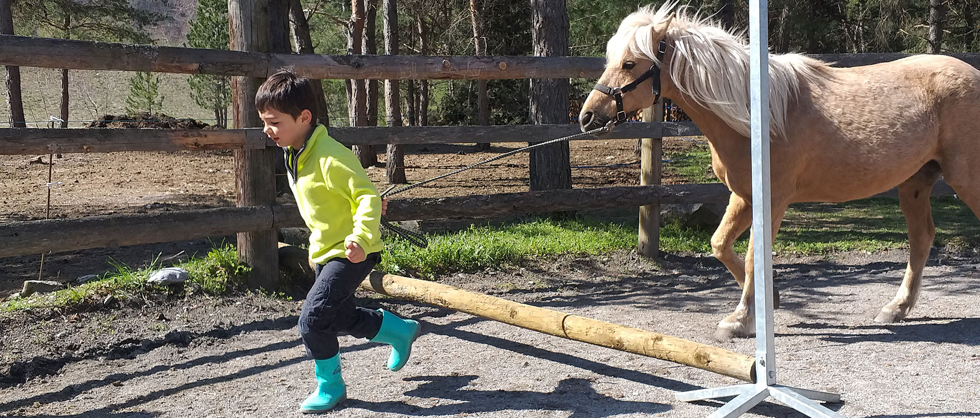 Enfant qui court avec le cheval